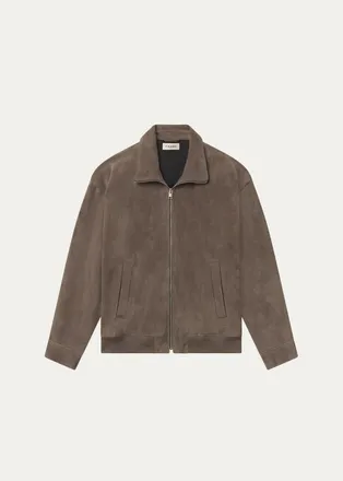 Frame Denim Mens Suede Full-Zip Bomber Jacket