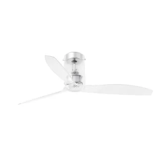 Netlighting Mini Medium Ceiling Fan Chrome Clear Optional LED Light Sold Separately in Grey