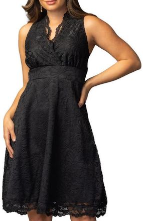 Kiyonna Pin Up Boudoir Lace Cocktail Dress in Onyx at Nordstrom, Size X-Large