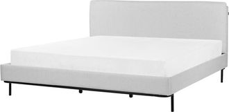 Beliani Beliani - Letto Tessuto moderno imbottito con testiera eu Letto matrimoniale 180 x 200 cm Grigio con rete a doghe Corio