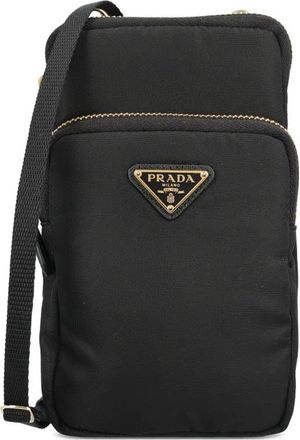 Prada Borsa a spalla con placca logo - Nero