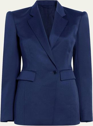 Another Tomorrow Seamed Waist Wool Jacket