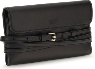 Moschino Womens Leather Wallet With Buckle Detail Nero