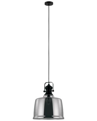 Eglo Eglo Gilwell 1 Light Pendant With Matte Black & Chrome Finish & Smoked Glass Shade, 1-60W E26 Bulb