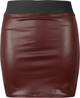 Generic Womens PVC Leather Wet Look High Waist Bodycon Mini Skirt Short Dance Pencil Skirt UK Size 6-24 (UK, Numeric, 22, Regular, Regular, Burgundy)