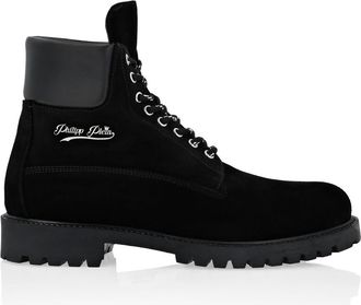 Philipp Plein Schoenen, Heren, Zwart, 40 EU, Leer, Low Flat The Hunter