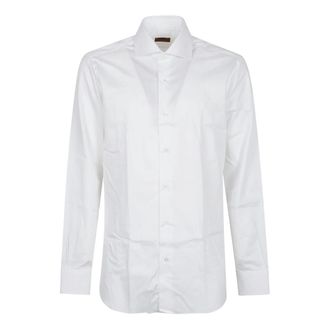 Barba Lange Mouw Nek Shirt - Heren - Zakelijke Overhemden - Wit - L - Katoen - Overhemden