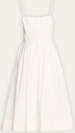 SIMKHAI Kittiya Sleeveless A-Line Midi Bustier Dress