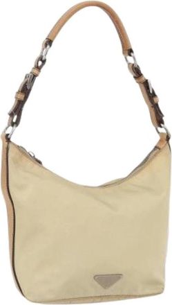 Prada Pre-owned Vintage Schoudertas - Dames - Vintage Schoudertas - Beige - ONE Size - Nylon - Vintage