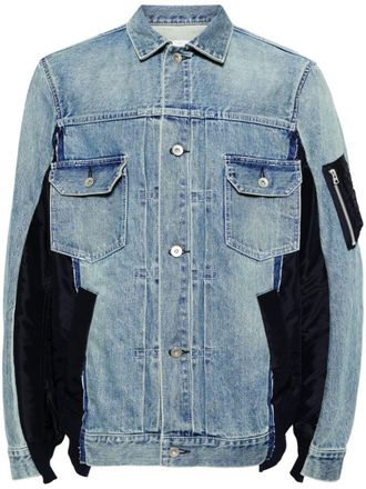 sacai panelled denim jacket - Blue