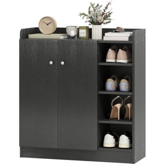 HOMCOM Homcom - Scarpiera Nero Salvaspazio e Moderna in Legno 12 Paia Scarpe