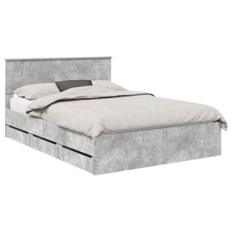 vidaXL Estructura De Cama Gris Concreto 140 X 190 Cm Madera Ingenieril Vidaxl