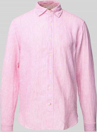 Fil Noir Regular Fit Businesshemd aus reinem Leinen Modell ROMA in Pink, Gr&ouml;&szlig;e 43