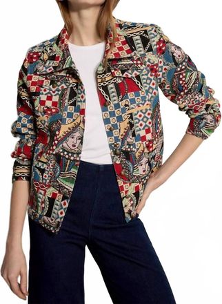 Papillon Playing Card Short Tapestry Jacket In Red