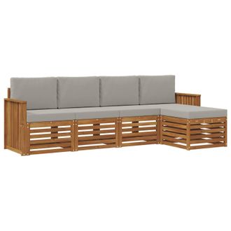 vidaXL Conjunto De Sof&aacute;s De Exterior 5 Pcs Gris Natural Y Claro Vidaxl