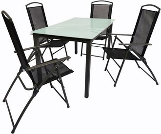 ebuy24 Vcm 5 Pcs Conjunto De Muebles De Jard&iacute;n Grupo De Asientos Grupo De Comedor 1x Mesa, 4x Sillas Mesa Dimensiones Aprox. Al. 76 X An. 140 X P. 80 Cm Jueg