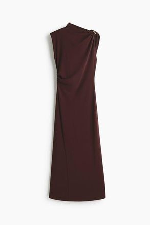 H&M Draped-detail Jersey Dress in Dark Brown at Nordstrom, Size X-Small
