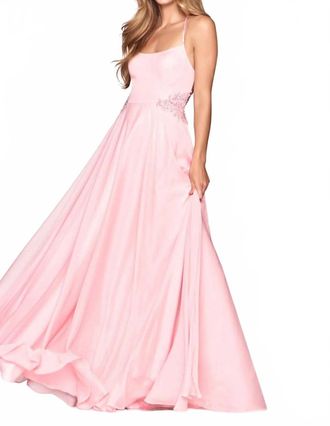 Faviana Clean Cami With Beaded Waist Dress In Light Pink