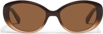 Quay On Brand 55mm Round Sunglasses in Sepia Ombre/Brown at Nordstrom