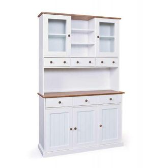 M&S Collection Mobile soggiorno credenza westerland 5 ANTE+3 cassetti 131x45x205H pino massello verniciato a acqua bianco +top/finiture marrone