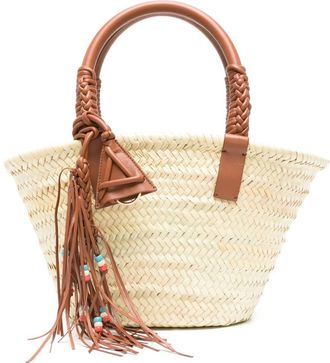 Alanui small Icon Palm Leaf tote bag - women - Acrylic/Raffia/Lambskin - One Size - Neutrals