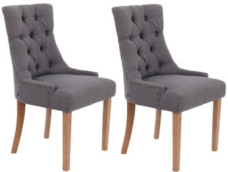Clp Clp - Set 2 Poltrone Pranzo Aberdeen In Tessuto Antico Chiaro Grigio Scuro