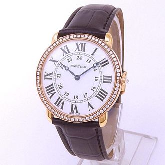 Cartier Pre-owned Cartier Ronde Louis Cartier GMT Diamond Silver Dial Ladies Watch WR000651