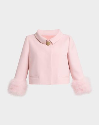 Valentino Garavani Feather-Trim Crepe Couture Jacket