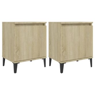 vidaXL Mesitas De Noche Con Patas De Metal Roble Sonoma 40x30x50 Cm Vidaxl