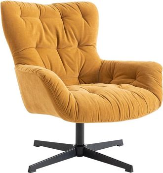 Vente-Unique Sill&oacute;n giratorio de tela amarilla OPHELIE