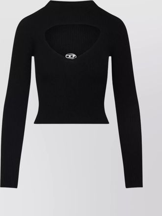 Diesel wool ribbed cutout long-sleeve top