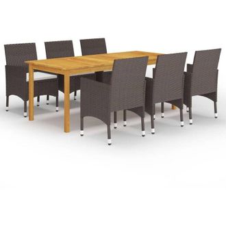 vidaXL Juego De Comedor De Jard&iacute;n De 7 Piezas Marr&oacute;n Vidaxl