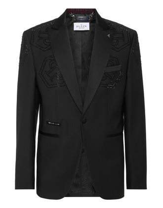 Philipp Plein Wollen blazer Lord Fit met monogram