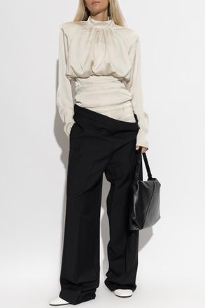 R&oacute;he Wool Pleated Trousers, Womens, Black