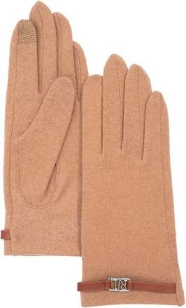 Lauren Ralph Lauren Oval Logo Bracelet Wool & Cashmere Blend Gloves in Classic Camel at Nordstrom, Size X-Large