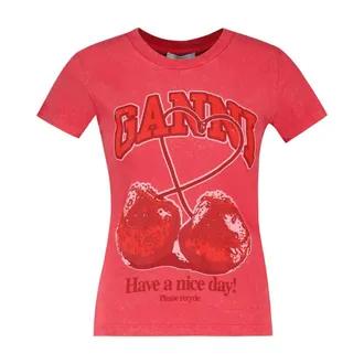 Ganni Womens Future Baby T-Shirt Red Cotton
