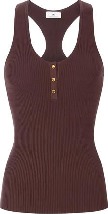 Elisabetta Franchi buttoned knit top - Brown