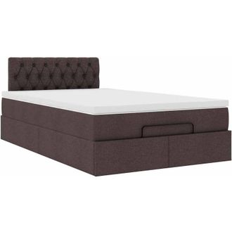 vidaXL Estructura De Cama Otomana Colch&oacute;n Tela Marr&oacute;n Oscuro 120x190cm Vidaxl