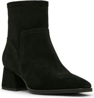 Blondo Marina Waterproof Stretch Suede Block Heel Bootie in Black Suede at Nordstrom, Size 7.5