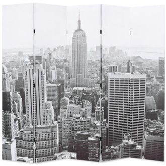 vidaXL Biombo Divisor Plegable 200x170 Cm Nueva York Blanco Y Negro Vidaxl
