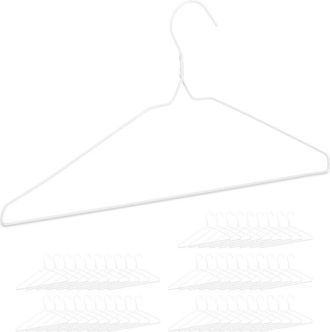 Relaxdays Stampelle per Abiti, in Set da 50, per Piccoli Indumenti, Salvaspazio, con Asta per Pantaloni e Gonne, Bianco - Relaxdays