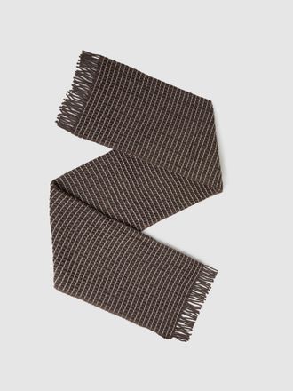 Reiss Taupe Wool Waffle Scarf