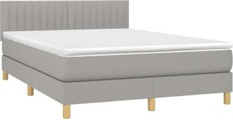 vidaXL Cama Box Spring Colch&oacute;n Y Luces Led Tela Gris Claro 140x200 Cm Vidaxl