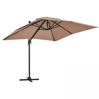 Oviala Sombrilla voladiza giratoria de 2 x 3 m en aluminio gris topo