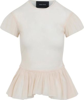 Simone Rocha T-Shirts, female, Beige, Size: 2XS Sheer Ballet Peplum Top