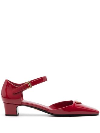 Prada 35mm patent leather pumps - women - Patent Calf Leather/Calf Leather/Rubber/Calf Leather - 39 - Red