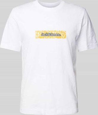 Jack & Jones Jack & Jones T-Shirt mit Label-Print Modell SPLIT in Weiss, Gr&ouml;&szlig;e XXL