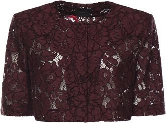 Pinko Cropped Jasje met Kantdetails - Dames - Zomerjassen - Rood - XS - Katoen - Jassen