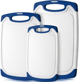 Zulay Kitchen Non-Slip Kitchen Cutting Board With Juice Grooves (3 Piece)