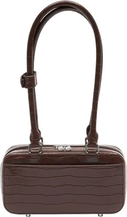 Self Portrait Self-Portrait Crocodile-Embossed Leather Shoulder Bag Brown